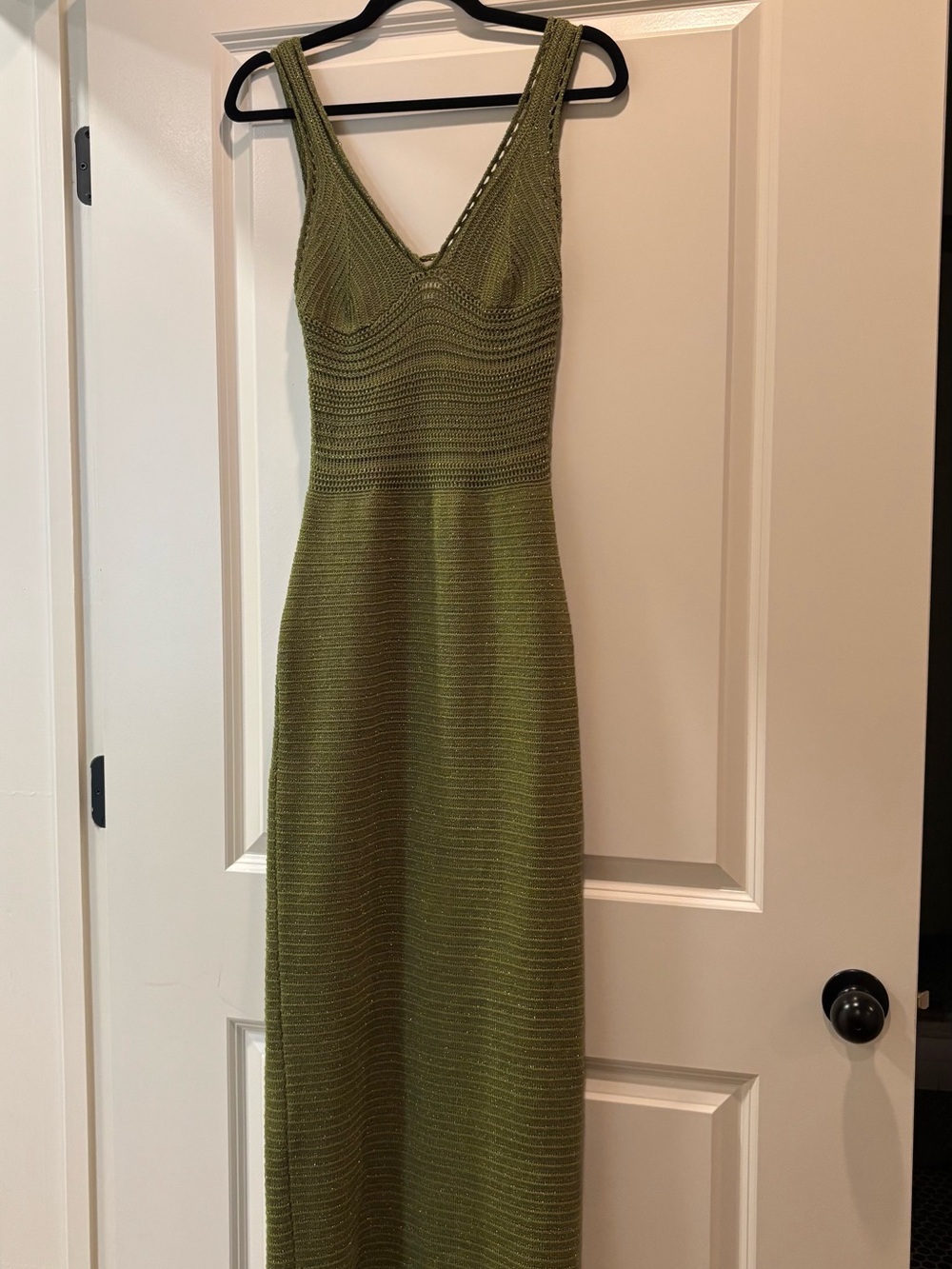 Torn by Ronny Kobo Olive Green Knit Maxi Dress